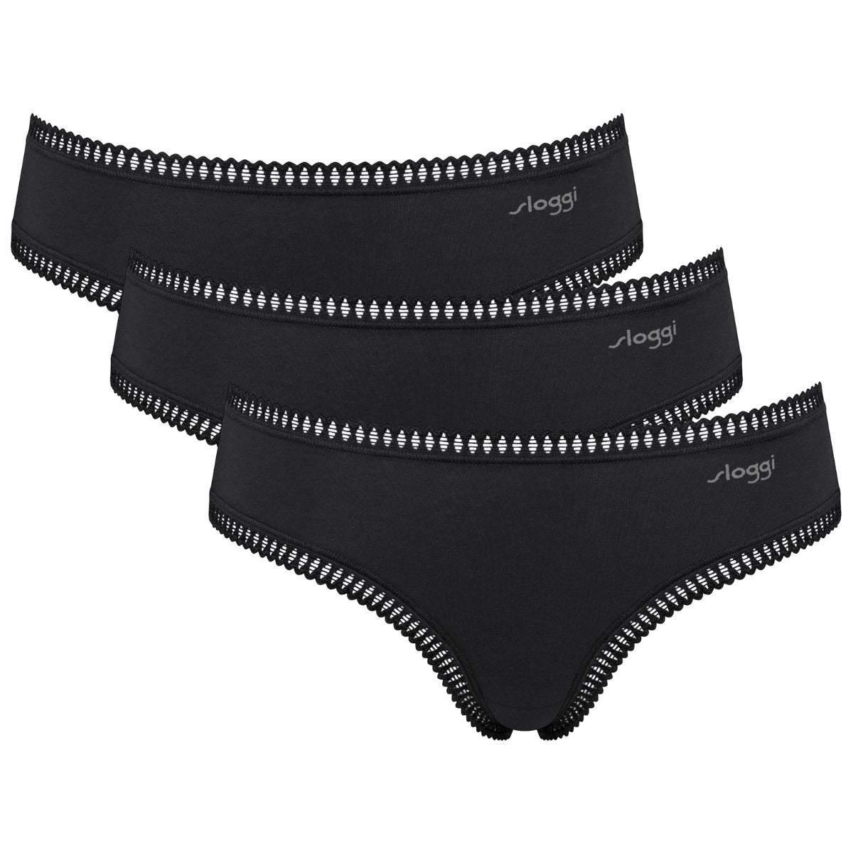 Sloggi Go Crush 3-pak hipster trusse, sort - 10219671 - 0004 - Black