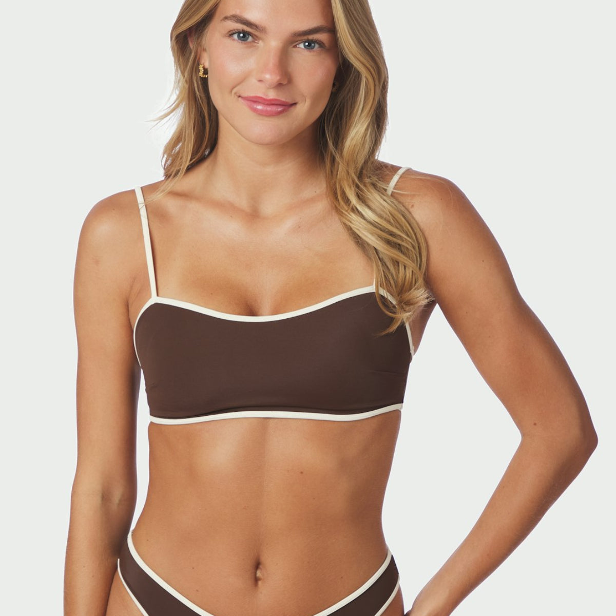 Neo Noir Fia bikini top uden bøjle, brun - 167792 - 434 - Dark Brown/Creme