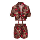 LingaDore Leopard Flower Shine t-shirt- og shorts-sæt, leopard - 8201SET - 388 - Leopard Print