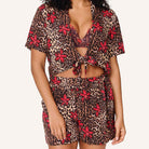 LingaDore Leopard Flower Shine t-shirt- og shorts-sæt, leopard - 8201SET - 388 - Leopard Print