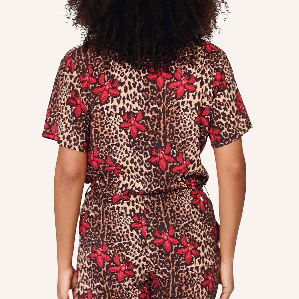 LingaDore Leopard Flower Shine t-shirt- og shorts-sæt, leopard - 8201SET - 388 - Leopard Print