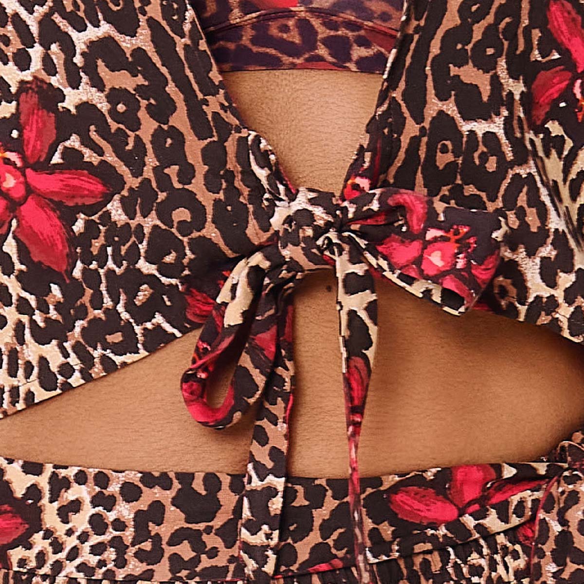 LingaDore Leopard Flower Shine t-shirt- og shorts-sæt, leopard - 8201SET - 388 - Leopard Print