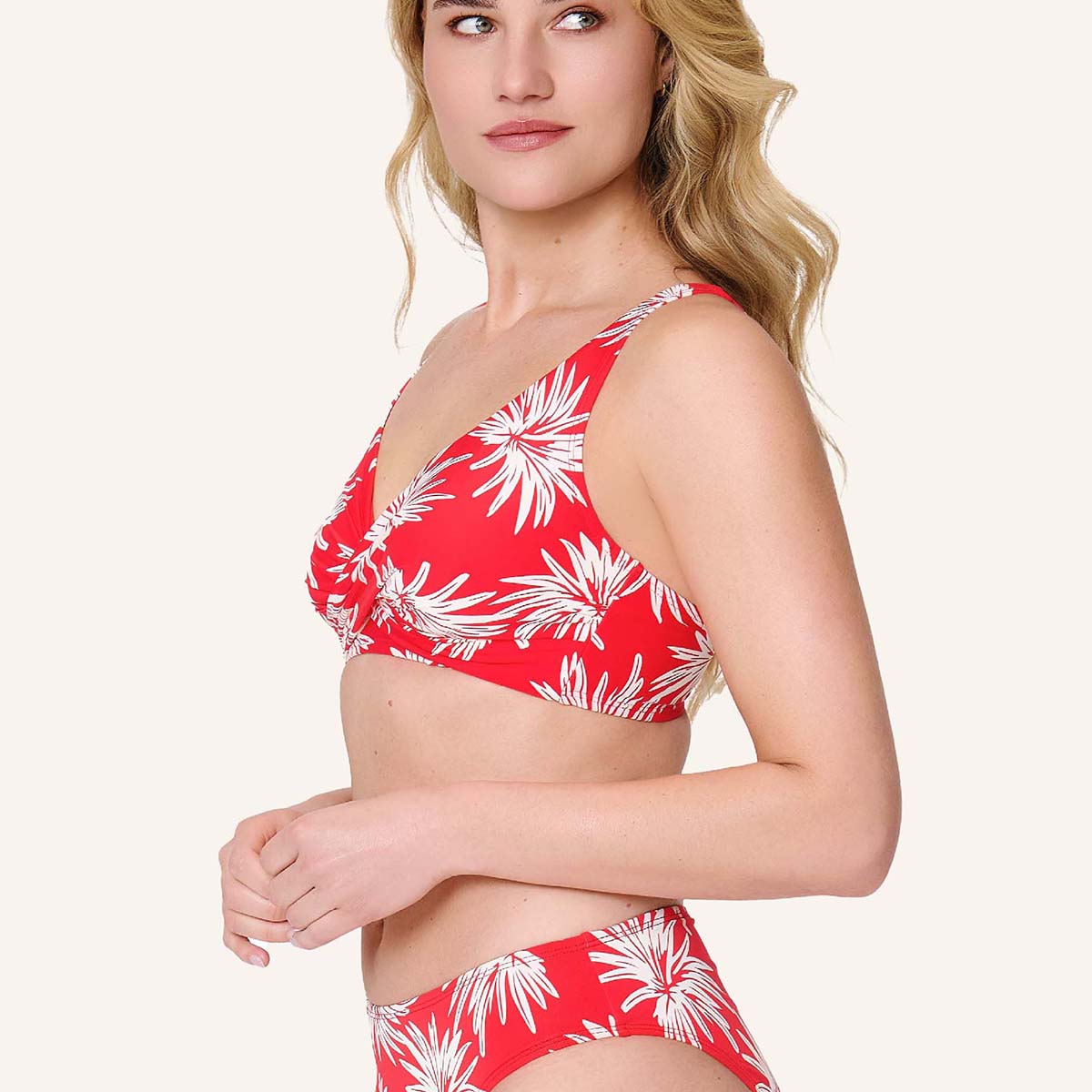 LingaDore Fresh Flowers bikini top med bøjle, rød - 8203A-1 - 343 - Leaf Stripe