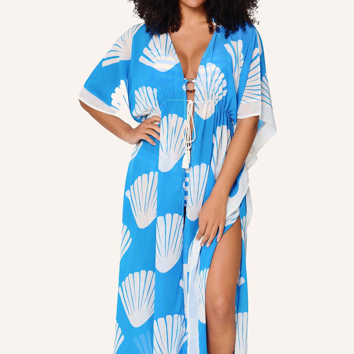 LingaDore Summer Stripes kimono, blå - 8218P-1 - 355 - Ortensia Blue Stripe
